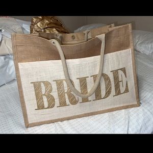 Burlap material bride bag